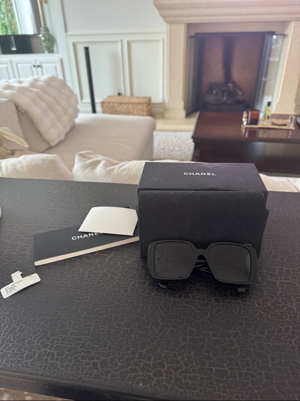 CHANEL Black Oversized Square Sunglasses